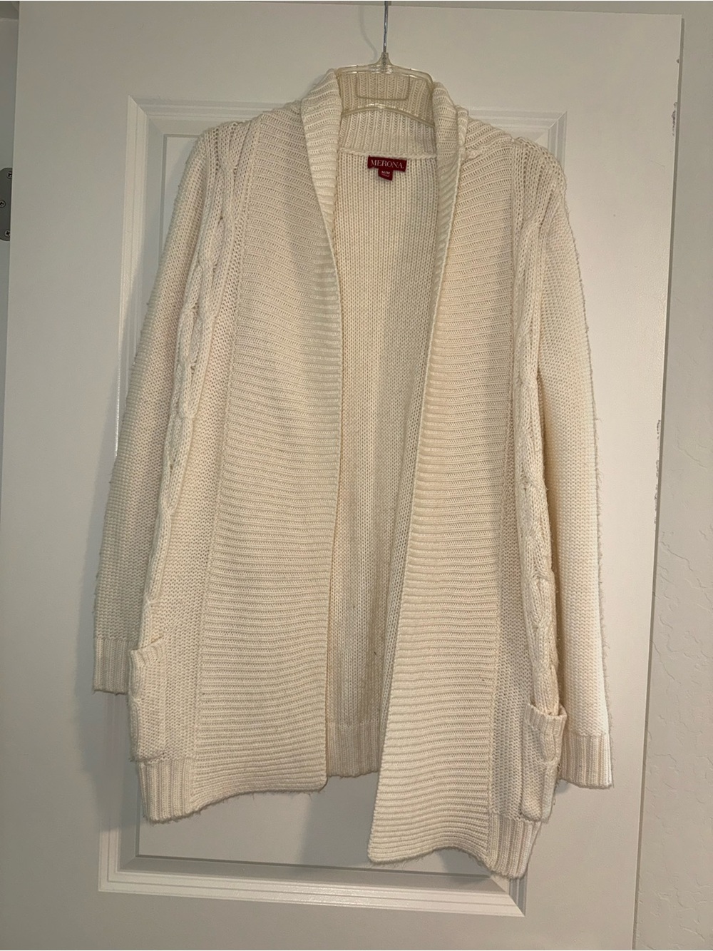 Merona Cream Open-Front Cable Cardigan